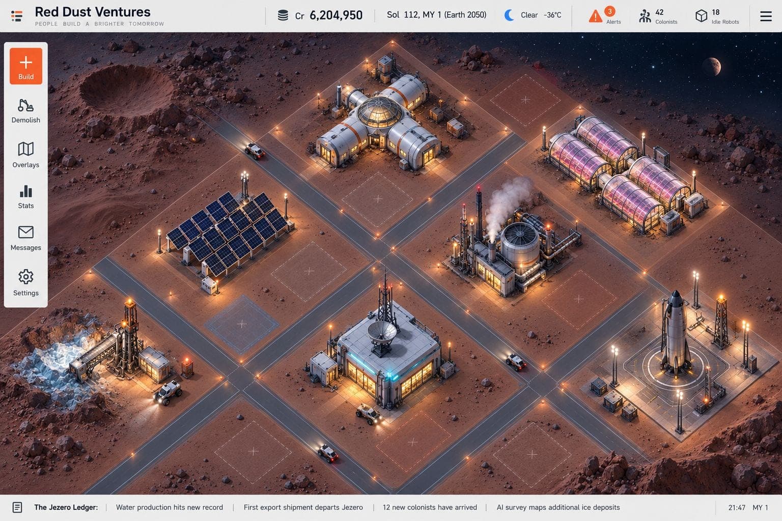 Concept art: the colony at night